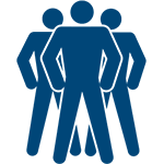 Team Fundraising: Icon of three people standing in pyramid formation
